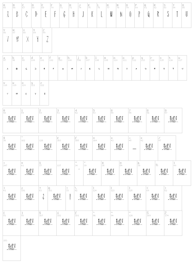 Men In Black Credits font map